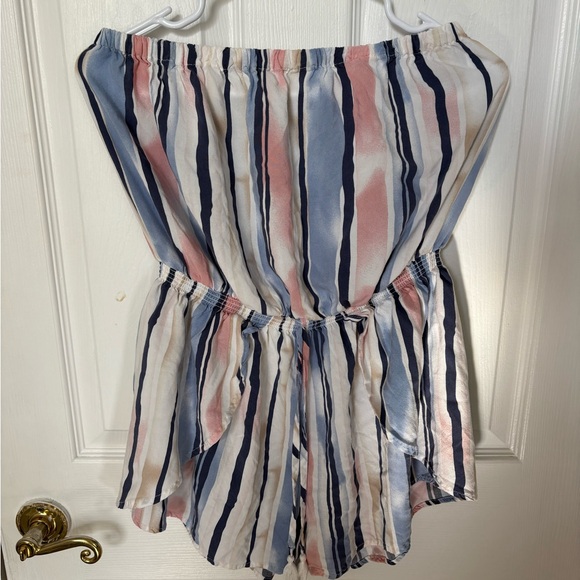 Ocean Drive Other - Striped Off-Shoulder Romper - Blue, Pink, White